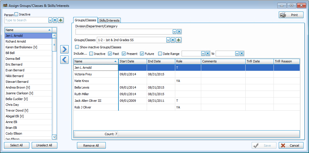 assign groups screen